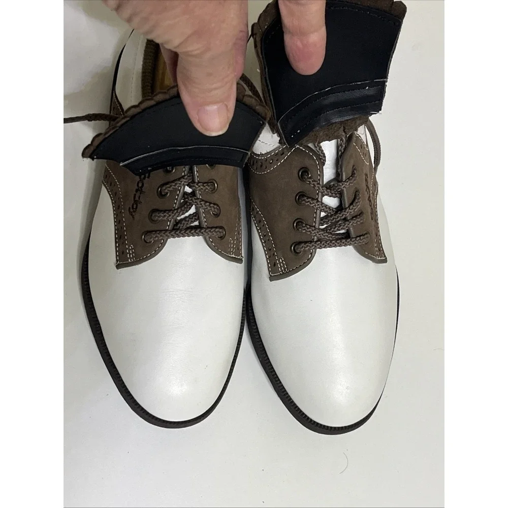 FOOTJOY SOFTJOY 98671 KILTIE SADDLE GOLF SHOES WOMENS SIZE 5W WHITE & BROWN